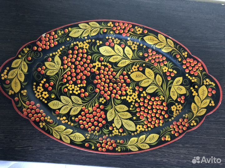 Блюдо поднос деревянный роспись хохлома