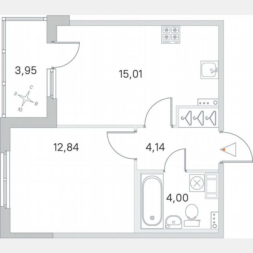 1-к. квартира, 38 м², 2/4 эт.