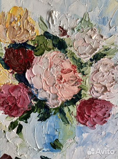 Картина маслом «Букет пионов»