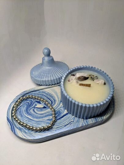 Аромасвечи ручной работы в гипсовых подсвечниках