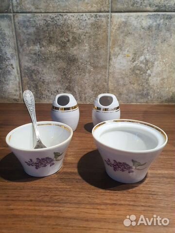 Дулево.Солонка.Горчичница. Пиала Песочное СССР