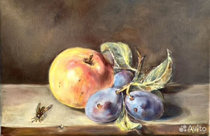 Картина маслом натюрм.20*30 см,в старинной технике