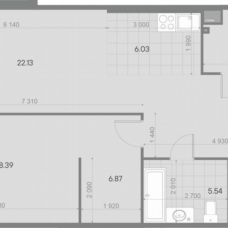 1-к. квартира, 79,9 м², 3/7 эт.