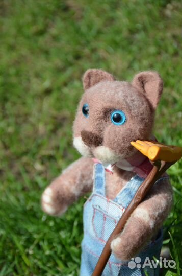 Игрушка из шерсти Кот Садовник, валяние, подарок