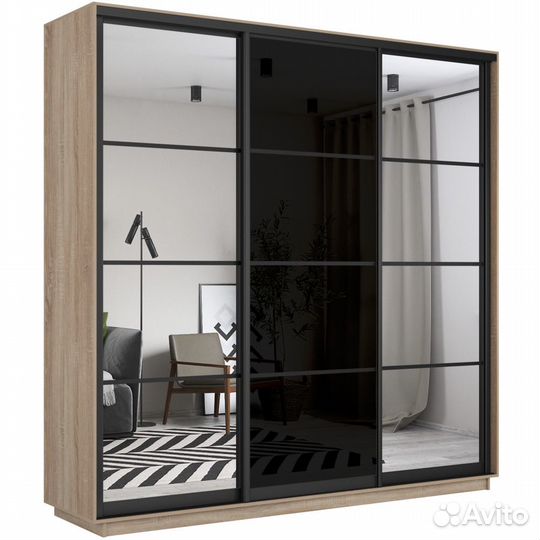 Шкаф-купе 3-дверный шкаф Оптим Двери 4 равные секц