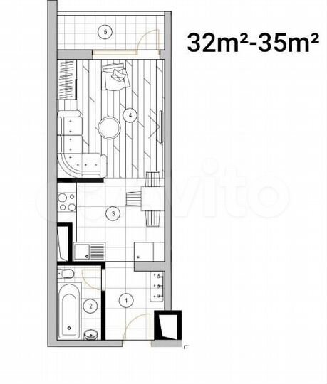 Квартира-студия, 32 м², 8/17 эт.