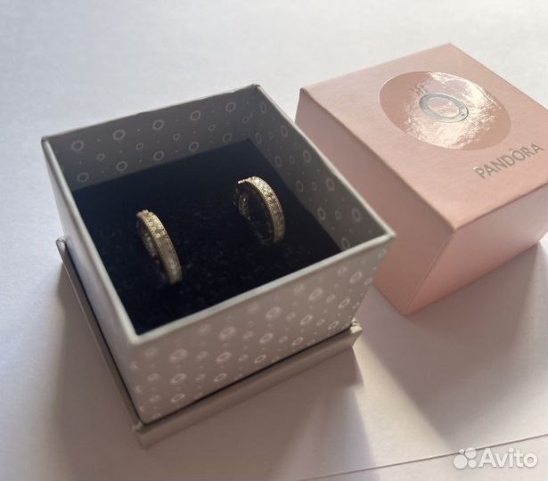 Серьги-кольца “Сердца Pandora”