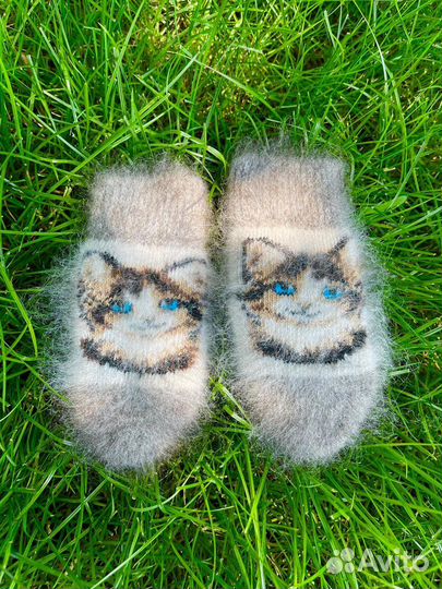Детские пуховые варежки кошечки