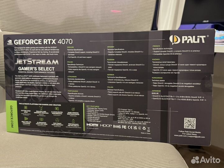 Видеокарта 4070 palit jetstream 12gb