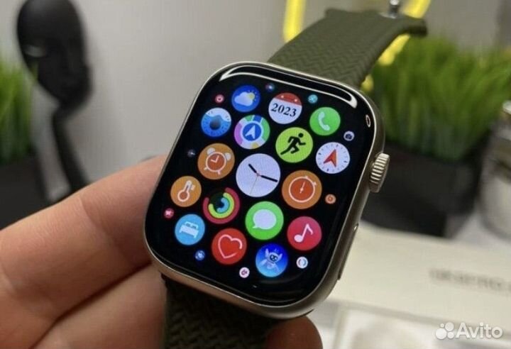 Apple Watch HK 9 pro+ с ремешком хаки