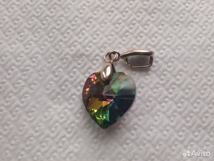 Кулон Сердце Swarovski, серебро и позолота