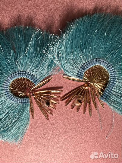 Серьги большие голубые яркие