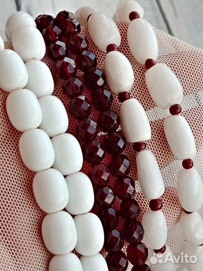 Винтажные бусы агат, гранат, камея