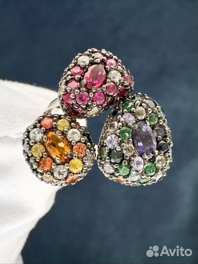 Золотое кольцо с самоцветами Bohemme 11.06 гр