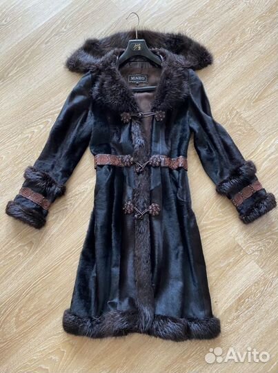 Пальто-шуба новая. Мех пони и нутрия. Ручная работ