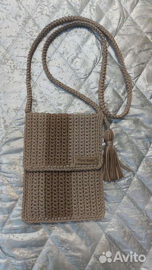 Cумка вязаная из шнура цвет какао