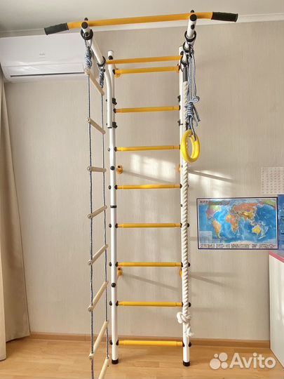 Детская шведская стенка с турником и матом