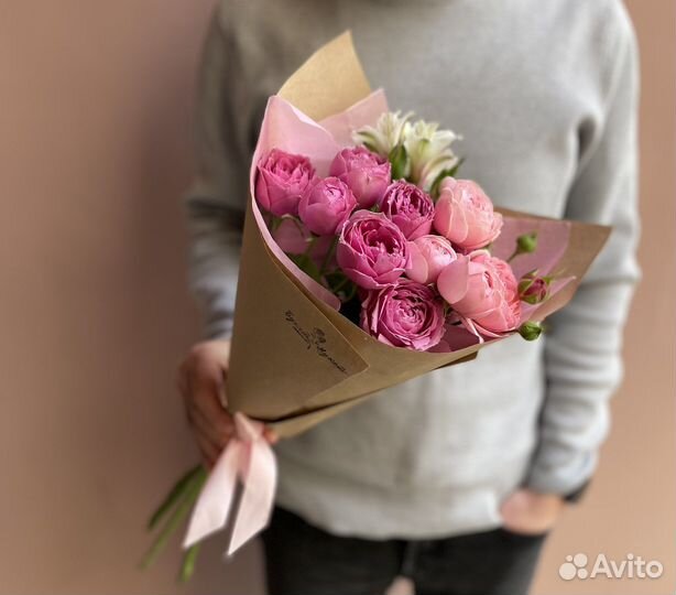 Букет цветов «Ягодный смузи» (Роза пионовидная)