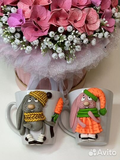 Кружка с декором из полимерной глины