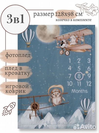 Фотоплед/коврик/одеялко для малыша новорожденного