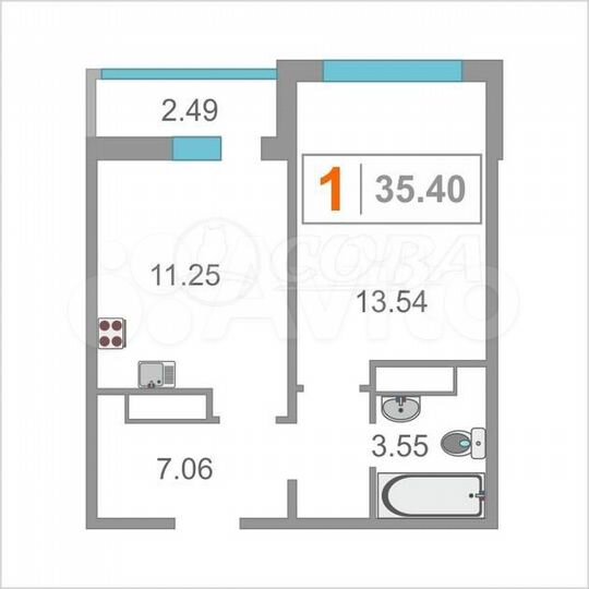 1-к. квартира, 36 м², 13/18 эт.
