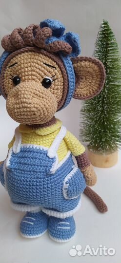 Игрушка вязаная обезьяна мартышка