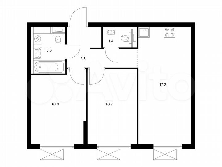 2-к. квартира, 49,1 м², 20/25 эт.