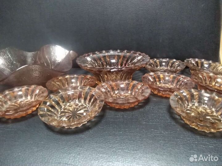 Ваза с розетками Карамельное стекло. СССР. Новые