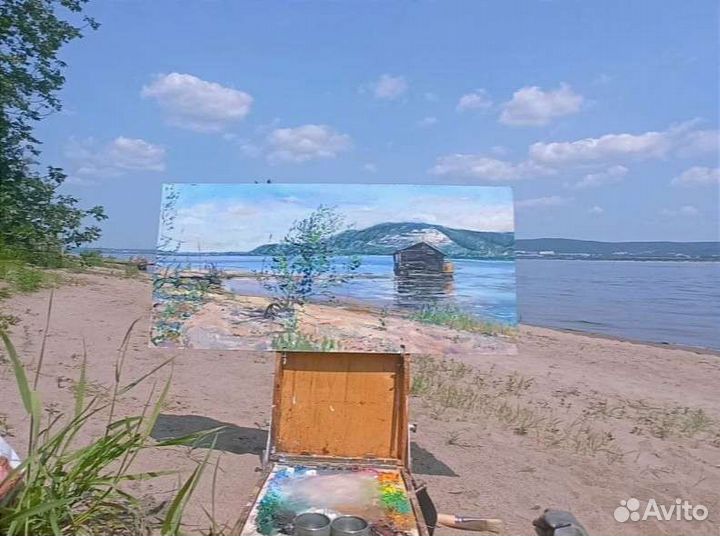 Картина маслом пейзаж Волга