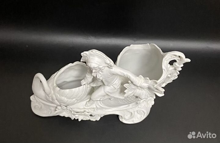 Статуэтка фарфор бисквит лебедь ваза кашпо карета