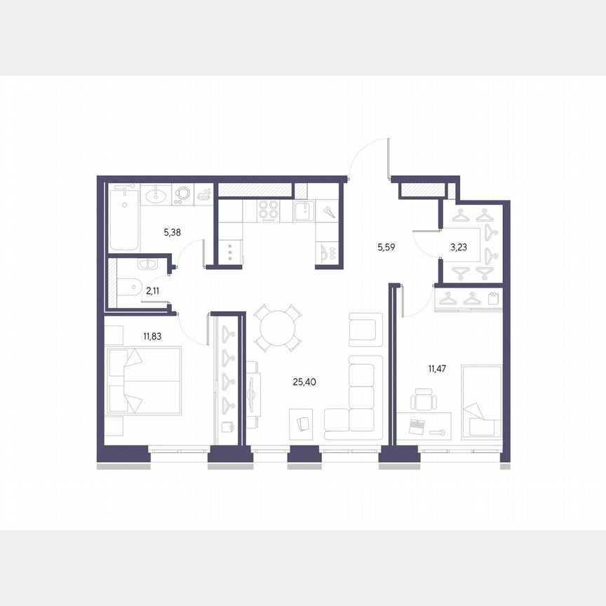2-к. квартира, 65 м², 9/9 эт.