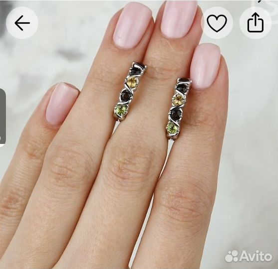 Серебряные серьги с натуральными камнями