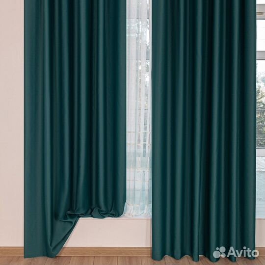 Комплект штор блэкаут Марсель Зеленый опал