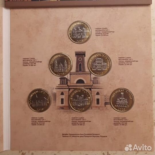 Набор монет Беларусь 2 рубля 2020 г. Архитектура 3