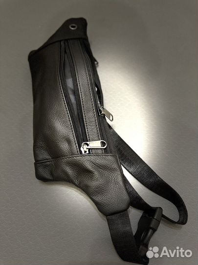 Мужская кожаная поясная сумка