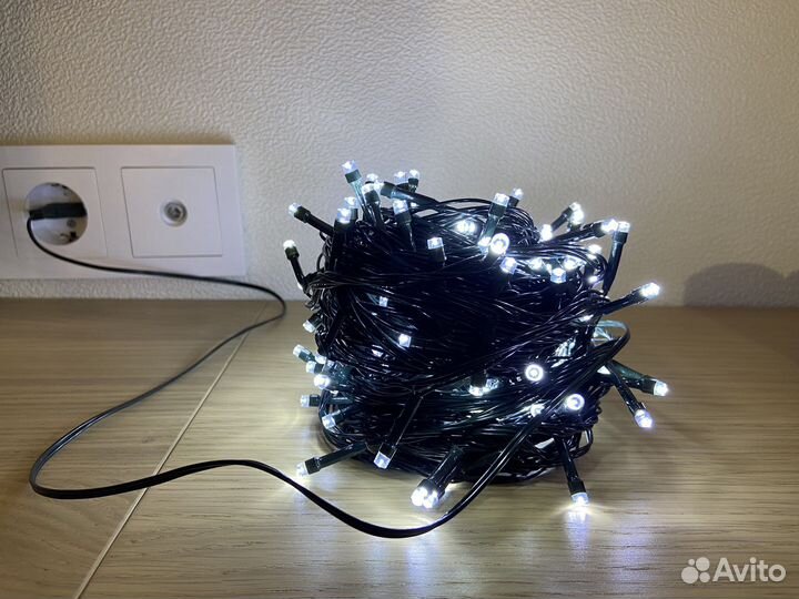 Гирлянда 20 метров холодный белый свет