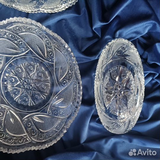Вазы салатницы ладьи блюдо хрусталь винтаж