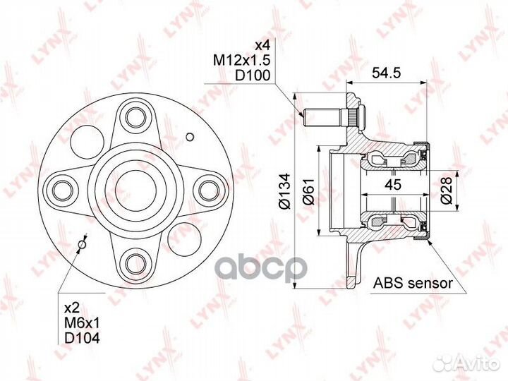 Ступица колеса зад прав/лев WH1079 lynxauto