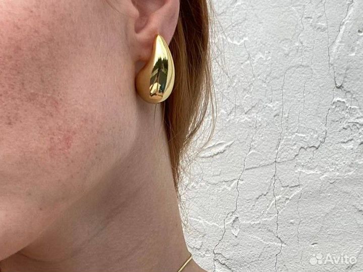 Серьги капли и кулон под Bottega Veneta