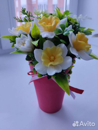 Букет подснежников из мыла
