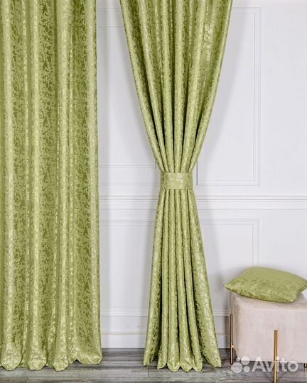 Шторы мрамор Версаль светло-зеленый новые пошив