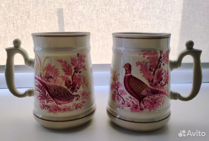 Керамическая пивная кружка Фазан. 2 шт