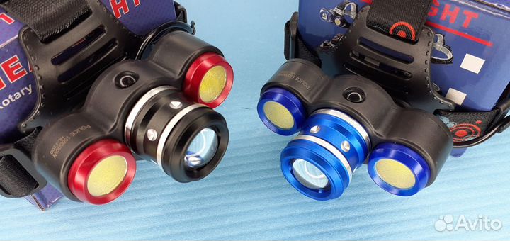 Налобный тройной фонарь с Zoom Rotary 4 режима