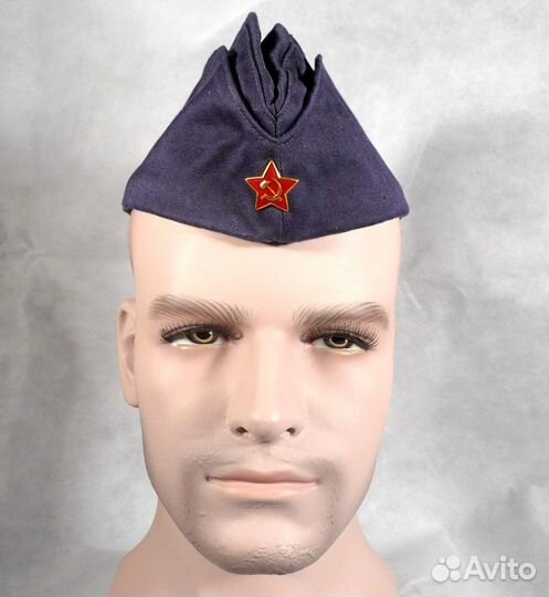 Пилотка синяя/зеленая С красной звездой