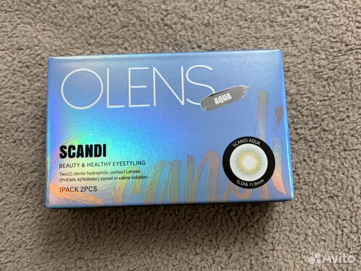 Корейские цветные линзы olens scandi aqua -1,75