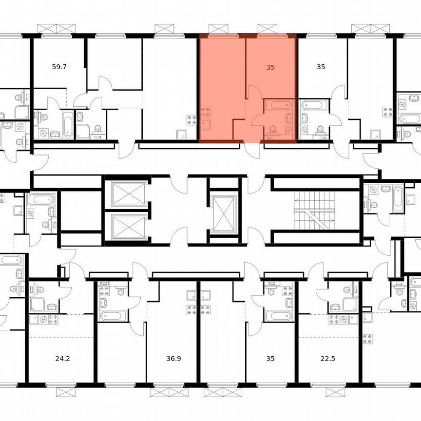 1-к. квартира, 35 м², 22/24 эт.