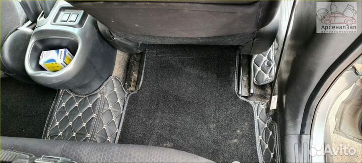 3d коврики Ford Explorer из экокожи черные/беж.шов