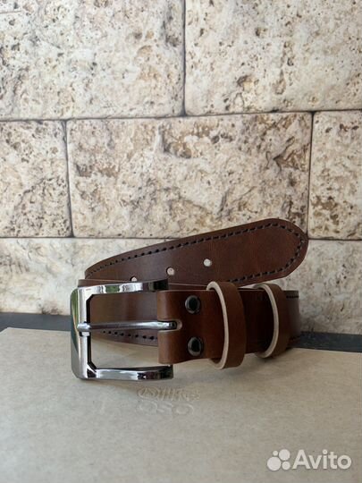 Ремень мужской натуральная кожа коричневый