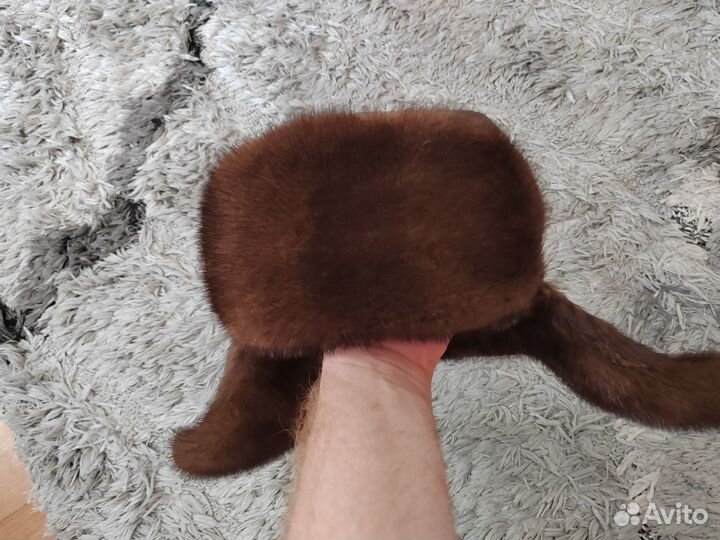 Шапка ушанка кожаная с норкой Норковая мужская