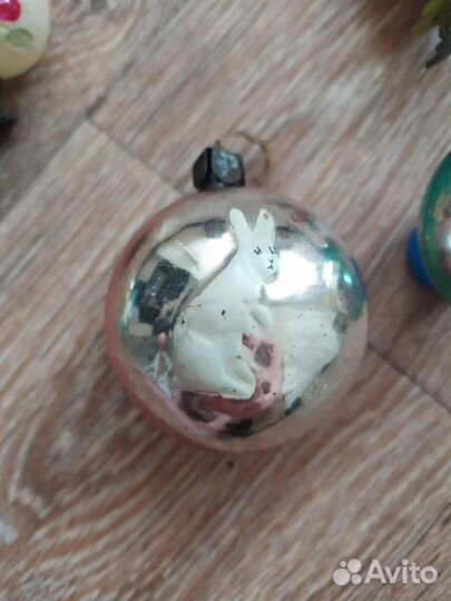 Елочная игрушка СССР заяц в лесу